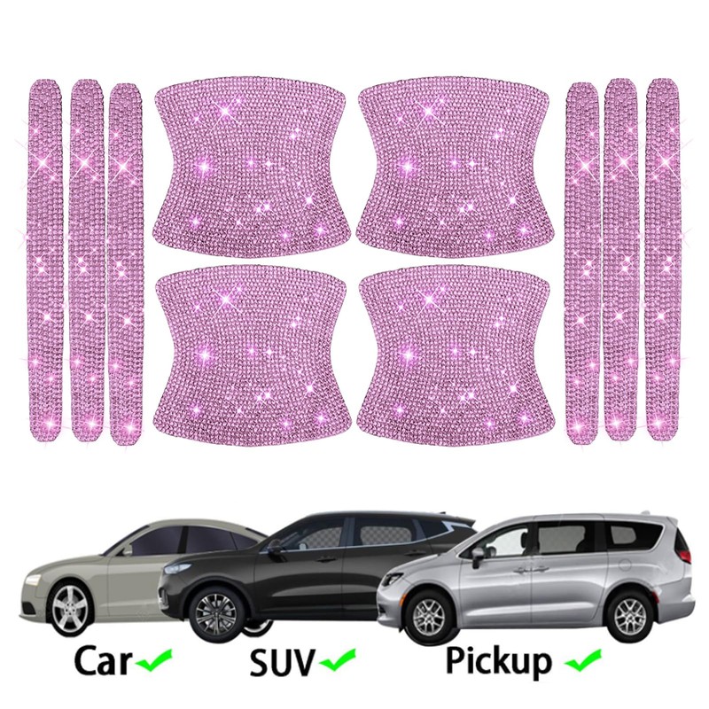 BetterJonny 10PCS Crystal Car Door Scratch Protector, Rhinestone Bling Scratch