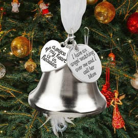 Loss of Mother Memorial Ornament Larger Christmas Bell Sympathy Bereavement Gifts in Memory of Loved One A Piece of My Heart is in Heaven with Silk Ribbon & Red Gift Box