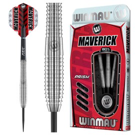 Winmau Maverick 21 Gram Professional Steeltip Tungsten Darts Set with Flights and Stems (Shafts)