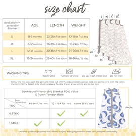 Burt's Bees Baby Beekeeper Wearable Blanket Winter, Organic Cotton Swaddle 0.5 or 1.5 TOG, Baby Infant Wearable Blanket & Essentials Shower Gift