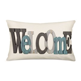 Fukeen Welcome Lumbar Throw Pillow Covers Farmhouse Rustic Decorative Rectangular/Waist Pillowcases 12 x 20 Inch Spring Home Summer Beach Decor Cushion Covers Housewarming Gifts