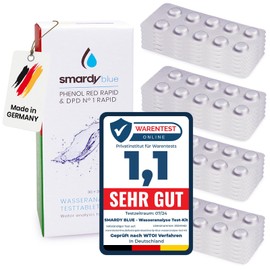 SMARDY 240 Rapid Test Tablets – 120 x Phenol Red (pH Value) & 120 x DPD1 (Free Chlorine) Shake Tester Replacement Tablets Water Quality Water Test Tablets for Drinking Water Aquarium Pool