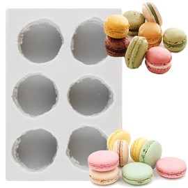 MINFEIDMS 3D-Macaron-Silikonform Mit 6 Mulden, Macaron-Hamburger-Backformen Zum Dekorieren Von Kuchen, Cupcake-Toppern, Schokolade, Blütenpaste, Süßigkeiten, Polymer-Ton