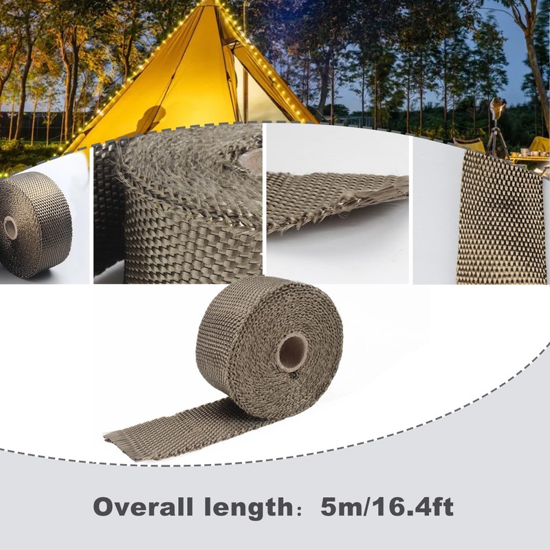 Eagles Fireproof Pipe Wrap, 2inch×16Ft, with 2 Clamps Tent Stove