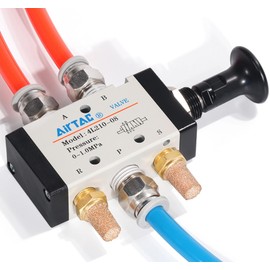 Push-Pull Valve AirTAC 4L110-06 1/8" NPT 5/2 Way Hand Lever 2 Position 5 Way Pneumatic Air Manual Control Direct Acting Type 0-145 PSI