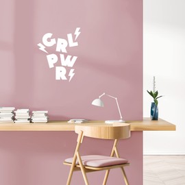 Vinyl Wall Art Decal - Girl Power - 15" x 12" - Modern Inspirational Feminine Cool Thunder Design Quote Sticker for Home Office Bedroom Closet Boutique Beauty Saloon Decor (White)