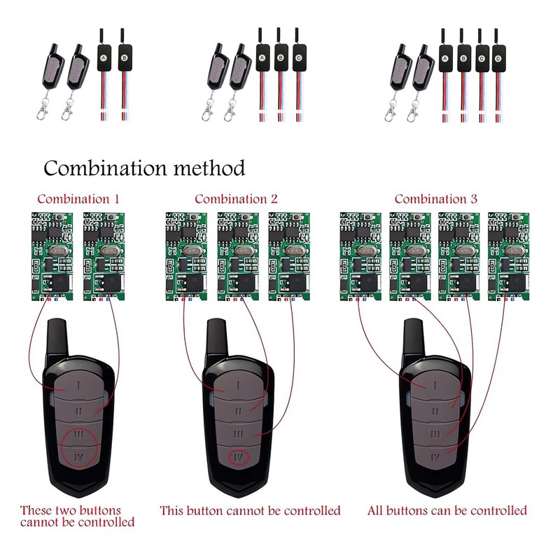 WOODGUILIN 2-Way Wireless Switch DC 12V Wireless Remote Control Switch