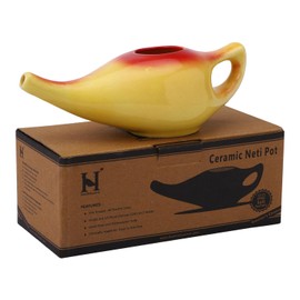 Ceramic Neti Pot for Nasal Cleansing | Natural Treatment for Sinus, Infection and Congestion | Compact and Travel-Friendly Design | Ceramic Neti Pot with 10 Sachets of Neti Salt