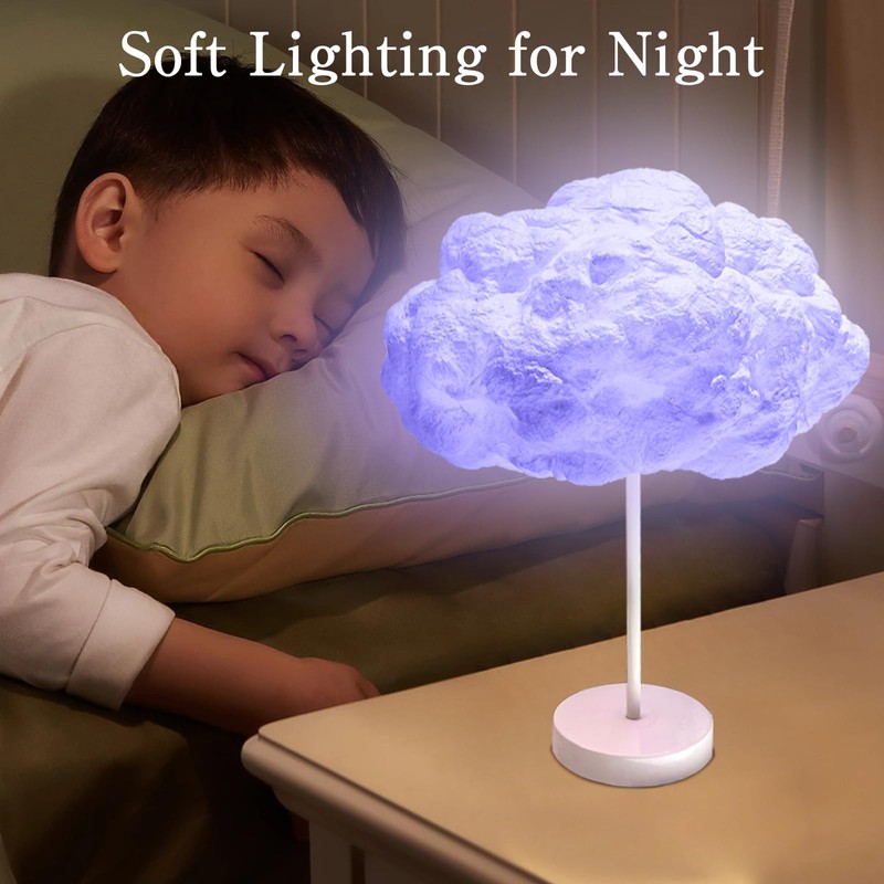 WUYXPG Cloud Lightning Table Lamp,Dimmable with Wireless Remote and APP,Music
