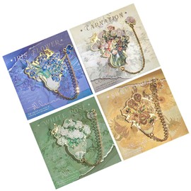 SZXYCZL 4PCS Flower Aesthetic Bookmark, Cute Metal Vintage Bookmark, Gifts for Women Book Lovers Teens Teacher Adult-Oil Painting