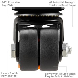 Finnhomy Leveling Casters Set of 4 Heavy Duty Retractable Wheel 80F Low Profile Swivel Workbench Castors 4200 Lbs Industrial Leveling Machine Double Casters for Equipment Workbench Furniture