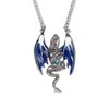 Blue Dragon Holding Faceted Crystal Medieval Renaissance Pendant Necklace