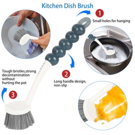 Juego de 6 cepillos de limpieza multiusos para el hogar, juego de cepillos de limpieza profunda con empuñaduras, cepillo para polvo de fregadero, cepillo para polvo de botellas, cepillo para polvo de