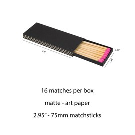 Chandler Studio 10 Boxes - Wooden Matchsticks in a Blank Matchbox with White/Black Matchboxes Colorful Tips (3" Matchboxes, 10 Boxes)