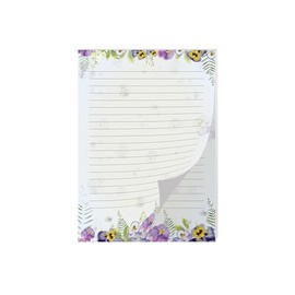 Writing Paper Motif Nature Violet Flowers Pastel Letter Pad for Girls Children and Adults Gift (A4 Pad with 25 Sheets)