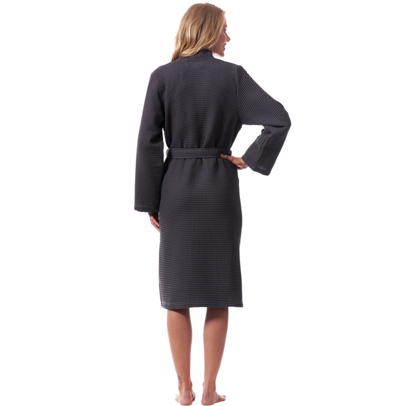 Morgenstern Bathrobe Women Luxury Soft Waffle Light Grey Size M