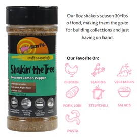 Dizzy Pig Shakin' the Tree Gourmet Lemon Pepper Seasoning Rub (8oz Shaker) - Seasons 30+lbs of Food - Hand Made in the USA - MSG Free, Gluten Free