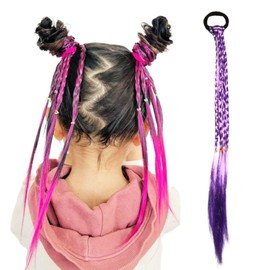 Shomty Dance, Kids Hair Extensions, Color Hair Ponytail, Wig, Point Wig, Braid, Colorful, Hip Hop, Conspicuous, Hair Extension, Recital (Lavender)