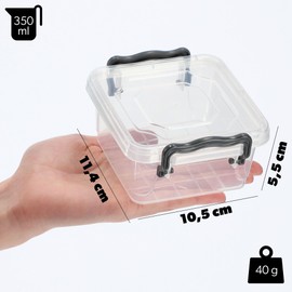 KADAX Storage Box with Lid, Robust Plastic Container, Lunch Box, Transparent Food Storage Container, Lunch Box with Click Lock (0.35 L)