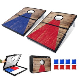 Portable Cornhole Board Set 3x2 FT Aluminum Alloy Corn Hole Games for Adults Foldable Cornhole Set with 6 Bean Bags for Indoor and Outdoor Games,Travel,Beach,Camping