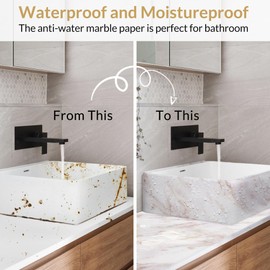 Homein Marble Wallpaper Peel and Stick Countertops Paper Waterproof, White/Gold Self Adhesive Matte Contact Paper for Cabinet Kitchen Floor Bathroom, Vinyl Sticky Removable Cover Matte (35.4"x 78.7")