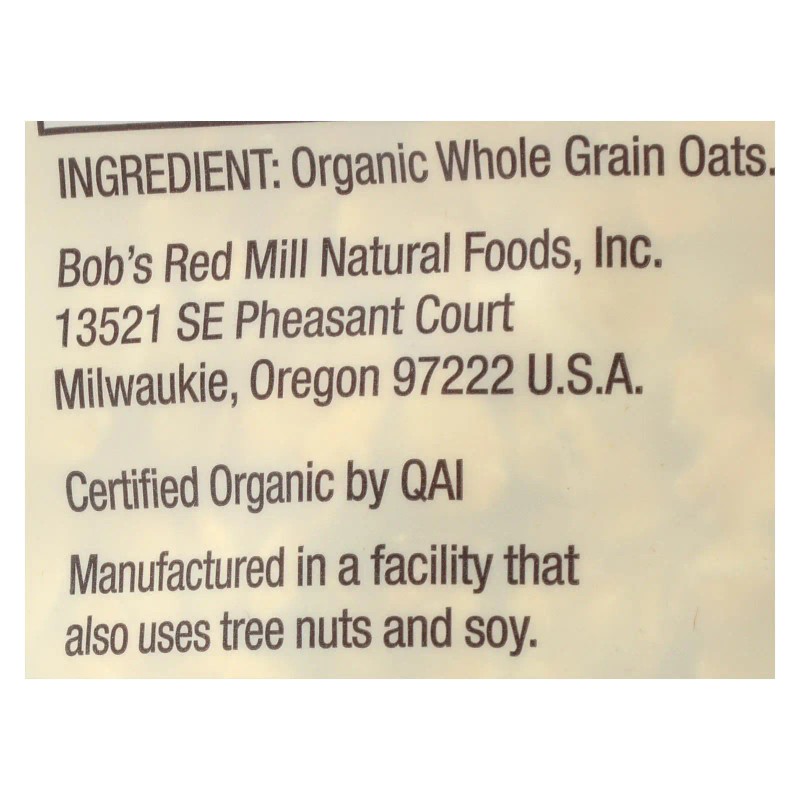 UD_Bob's Red Mill-Organic Old Fashioned Rolled Oats-Gluten Free-Case of 4