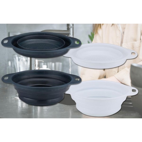 2 x Foldable Kitchen Strainers, Collapsible to Only 8.5 cm
