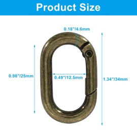 Jiozermi 10 Pack 1 Inch Bronze Oval Carabiner Clip, Samll Metal Spring O Ring Hook Necklace Clasps for Keys Dog Tag Clips Necklace Paracord Key Rings Hook Lanyard Keychain