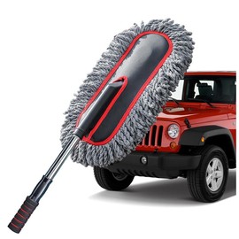Car Duster, Extendable Long Handle Car Duster Exterior Scratch Free Car Cleaning Tool, Soft Microfiber Car Dust Brush for Truck, SUV, Vehicles and Home Cleaning, Red&Gray Detailing Products - kits: 2P