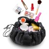 Black Lazy Drawstring Makeup Bags, Travel Portable Cosmetic Bag, Multifunctional
