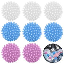 8 Anti Tangle Bump Spiky Wash Balls 6 cm, Blue, Purple and White, Dryer Balls, Tumble Dryer Balls, Laundry Balls for Tumble Dryer, Suitable for Various Fabric Types and Dryer Loads