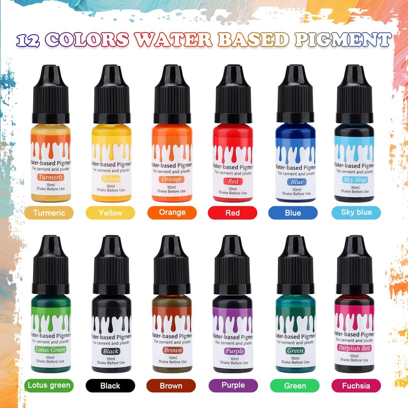 Pigment auf Wasserbasis, 12 Farben Farbpigmente für Gießpulver mit 12