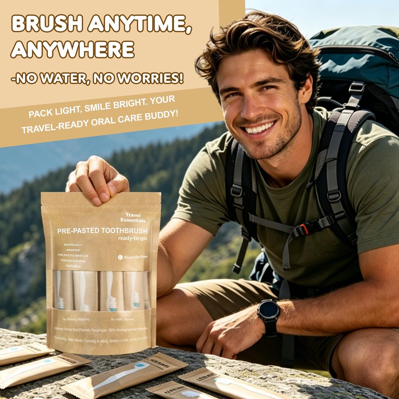 4 in 1 Pre-Pasted Toothbrushes with Tongue Scraper & Toothpick，26