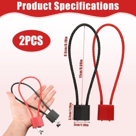 Lotnery Pack of 2 Heavy Duty Wire Padlocks with Keys, Black & Red Flexible Cable Padlocks, Long Shackle 17cm for Secure Locking on Bicycles, Motorcycles, Suitcases, Gates, Gym Lockers, Indoor & Outdoo