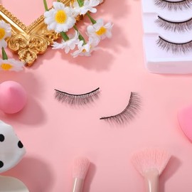 Beavorty Pestañas Postizas 3D Naturales 5 Pares Tira Corta Lashes De Química Para Maquillaje De Ojos Look Natural Uso Diario Cosplay Boda Fiesta Y Sal