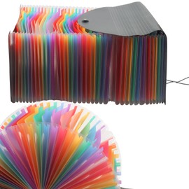 HAKZEON 37 Pockets A4 Expandable Accordion File Folder, Multi-Color A4 Expanding File Organiser, A4 Plastic Concertina File Organiser Box for Filing Folder, Filing Boxes