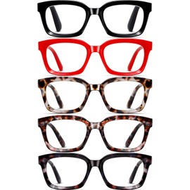 Hubeye 5 Pack Oprah Style Oversized Reading Glasses for Women Men Blue Light Blocking, Ladies Stylish Retro Square Large Computer Readers+3.5