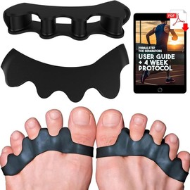 Toe Separators - Doctor Recommended - Correct Foot and Bunion Pain, Plantar Fasciitis - Toe Straightener to Improve Functional Athletic Mobility - Stretches to Fit - size: 4pcs