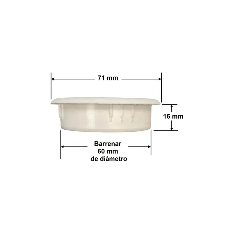 Tapon Pasacables Blanco Guía Pasa Cable Para Escritorio 2 Pz