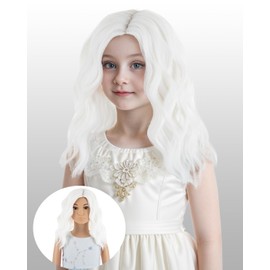 MORICA White wig Bob Child Wig for Girls Heat Resistant Synthetic Hair Cosplay Costume Daily Wear Wig(12Inch,White)