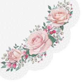 AM Decor 24-Count Tissue Decoupage Vintage Pink Roses Luncheon Floral Paper Round Napkins 12.6 Inch Unfolded (2x Pack of 12) Gorgeous Roses