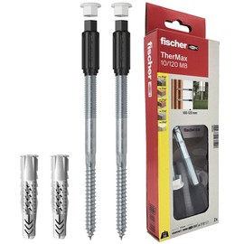 Fischer Thermax 567085 10/120 M8 Kit, Pack of 2 Dowels for Attaching to Insulating Sheath Max 120 mm, Medium Loads, Grey
