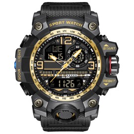 findtime Men's Military Watch Sports Waterproof Watches Tactical Army Outdoor Wrist Watch Digital Analogue Wristwatch with LED Luminous Alarm Stopwatch Timer Day Date