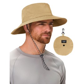 MELLIEX Sun Hat Men Women UV Protection Boonie Hat Waterproof Breathable Hiking Hat Wide Brim Fishing Hat Outdoor Safari Hat, khaki