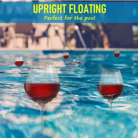 Floating Wine Glasses for Pool with Charms Tags, Pool accessories for adults, Shatterproof Poolside Wine Glasses, Unbreakable Wine Cup & BPA-free (16 Oz, Set of 6)