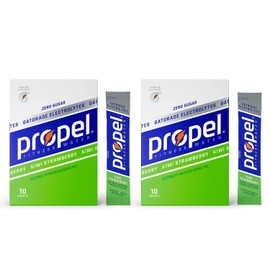 Garizze- Paquetes de polvo Propel, sabor kiwi y fresa, con electrolitos, vitaminas y sin azúcar, 20 unidades (paquete de 2) - En caja                 