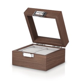 Baskiss Wooden Watch Case Watch Storage Box Collection Case Watch Box Luxury Watch Display (2 pcs)