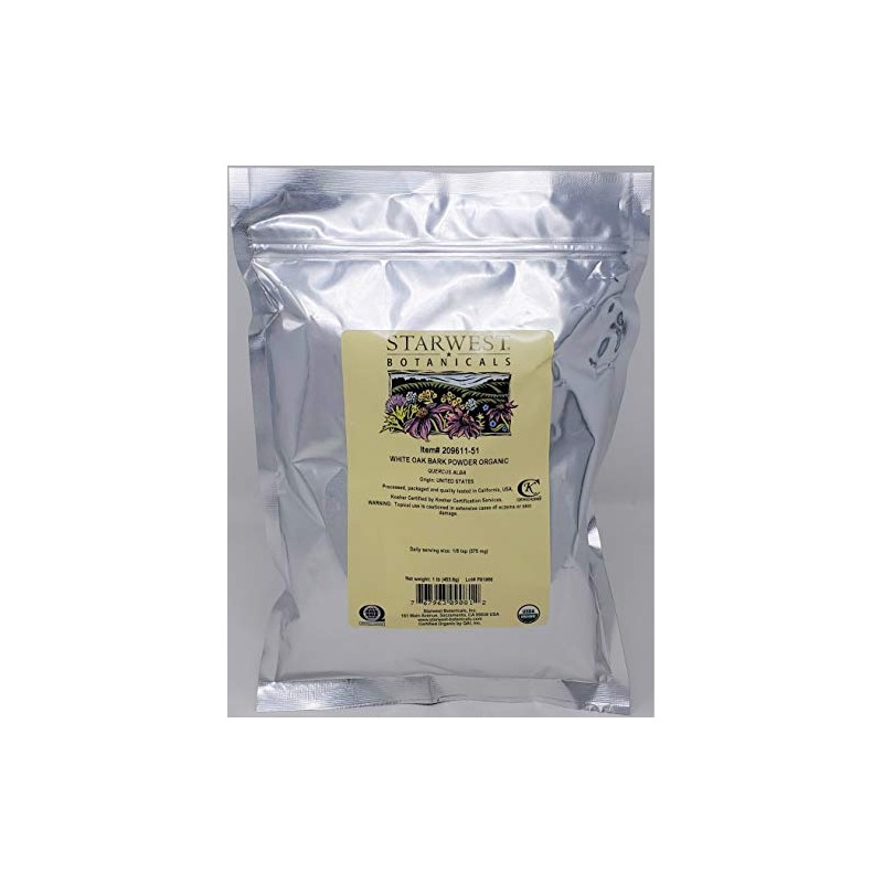 Starwest Botanicals Organic White Oak Bark Powder, 1 Pound