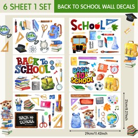 Sabary 87 Pieces Back to School Classroom Decals Classroom Bulletin Board Decoration First Day of School Wall Stickers Owl Bus Window Clings Watercolor Stickers Party Decor
