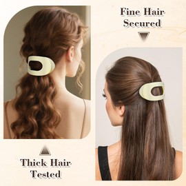 Senndio 4 Pcs Flat Hair Clips, Curved Design Duckbill Hair Clips, Matte Strong Hold Flat Claw Clip, Fine/Thick Hair, Hairclips For Women And Girls, Lightweight Non-Slip With Comb Teeth